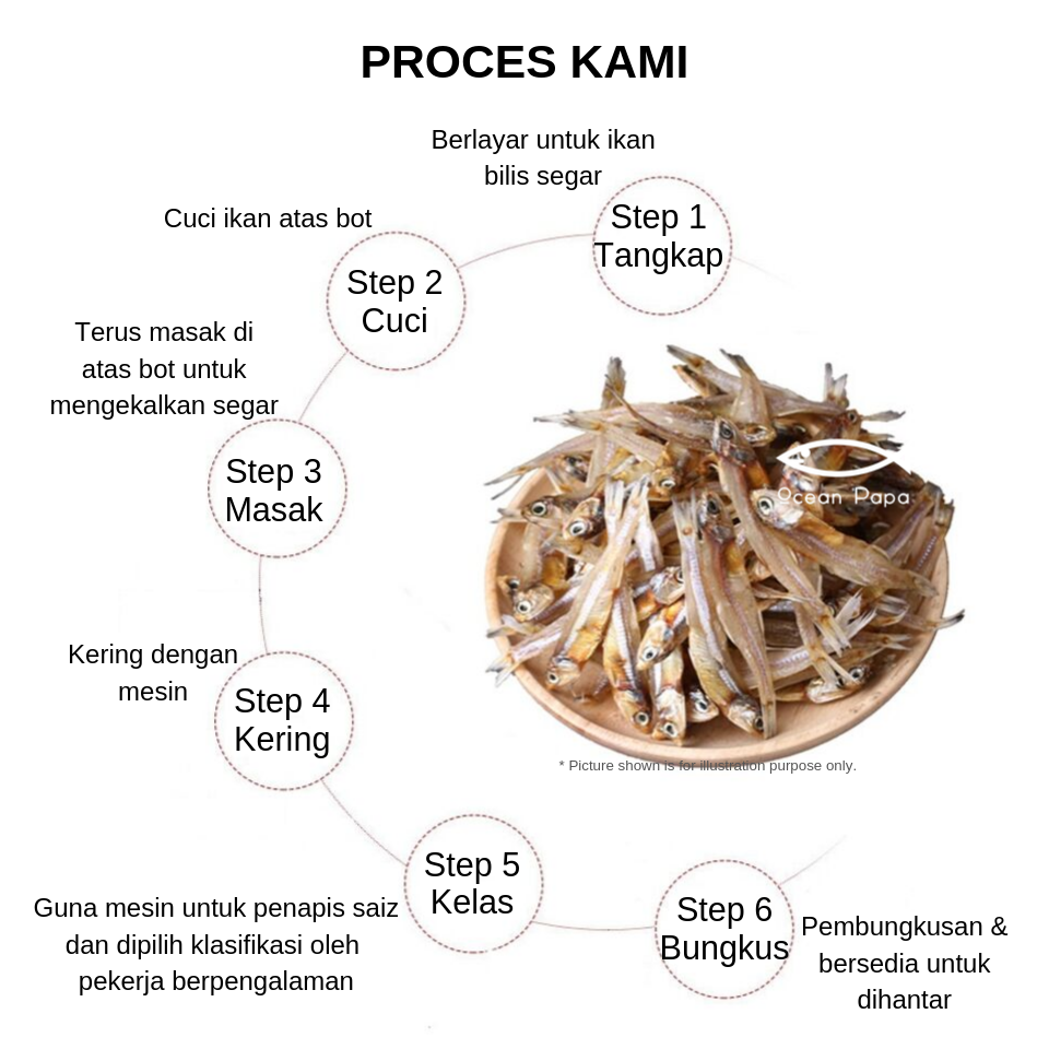 Proces Ikan Bilis Ocean Papa